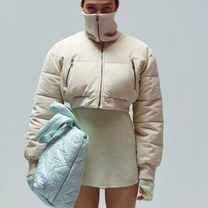 NWT UO Lily Corduroy Cropped Puffer Jacket